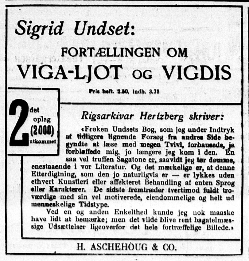 Faksimile fra Aftenposten 1909