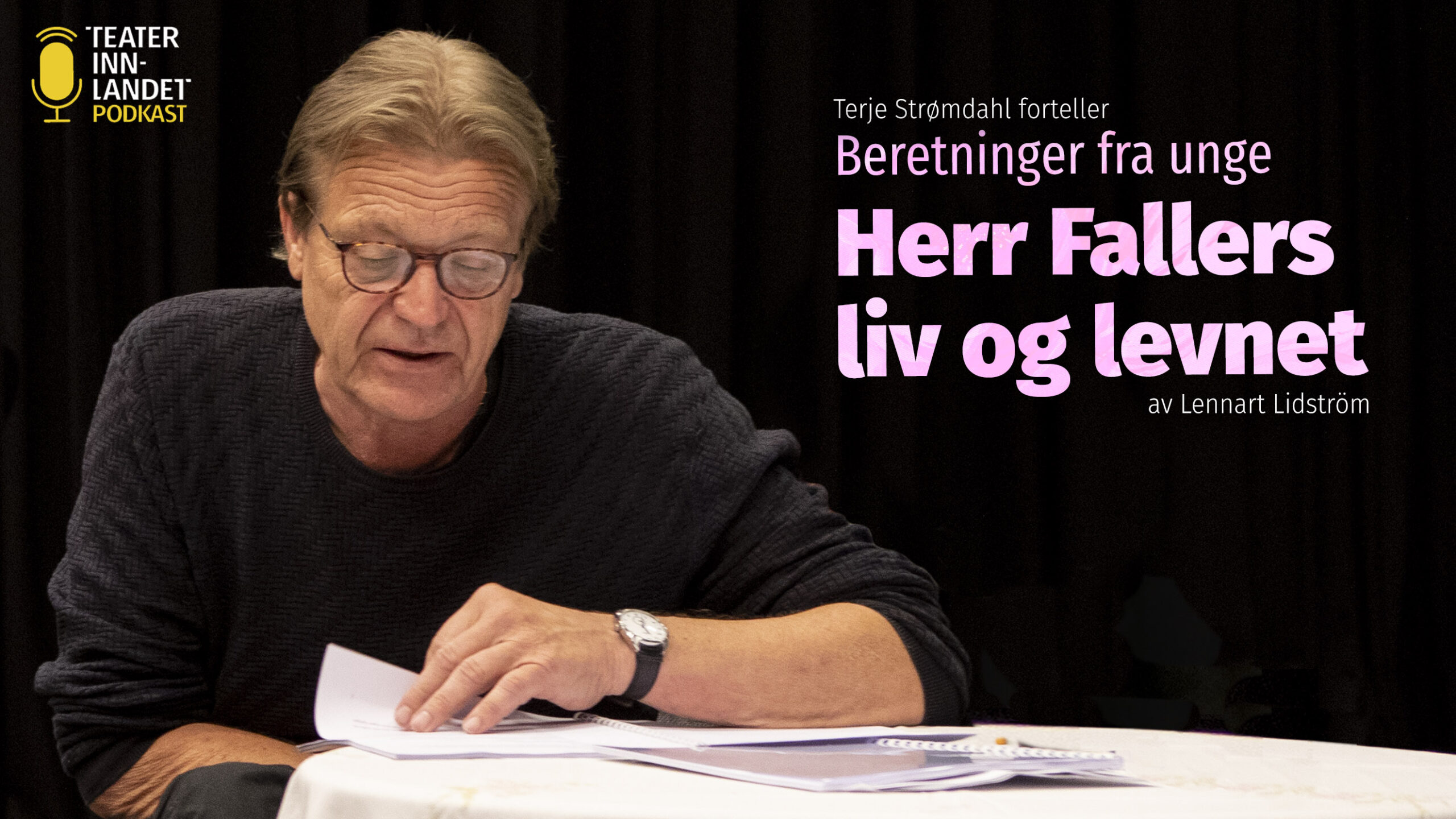 Mann ser i papirer. Tekst: Terje Strømdahl forteller Beretninger fra unge Herr Fallers liv og levnet av Lennart Lidström